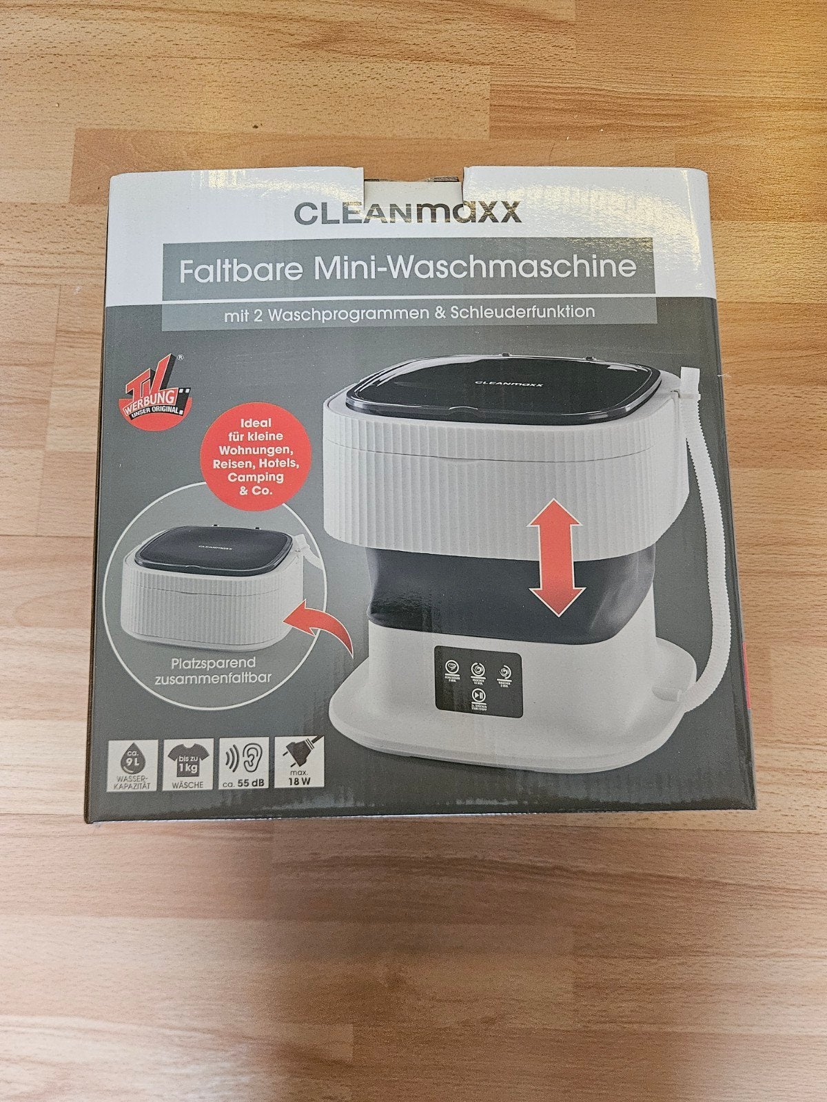 CLEANmaxx Opvouwbare Mini-Wasmachine met Centrifuge, Ophalen, Minder dan 1200 toeren, Minder dan 85 cm, Minder dan 4 kg
