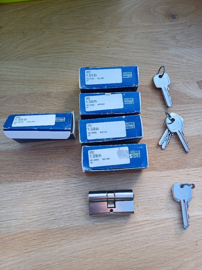 Winkhaus XR01 Cilinderslot 30/30 gelijksluitend - 5 x  nieuw, Doe-het-zelf en Verbouw, Ophalen of Verzenden, Nieuw, Rvs, Slot