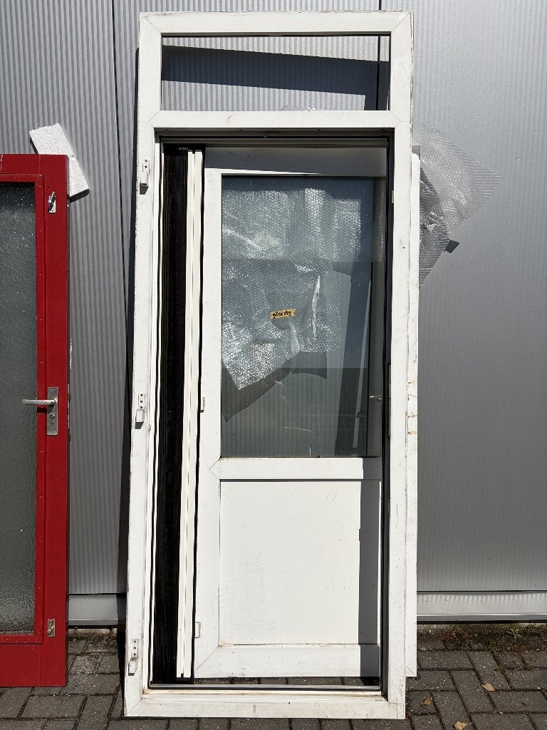 Kunststof kozijndeur + bovenlicht + hor | 97,5x249 cm, Doe-het-zelf en Verbouw, Deuren en Horren, Ophalen, Kunststof, Gebruikt