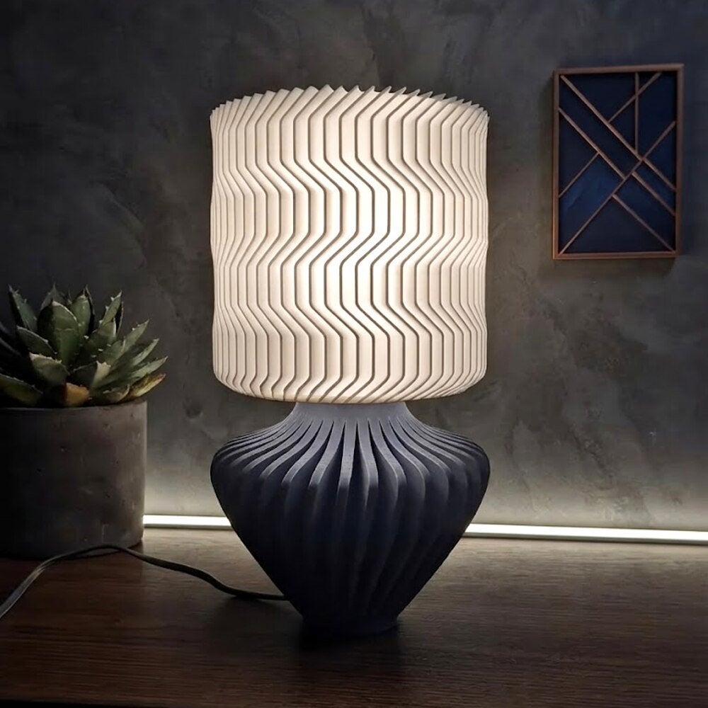 3D geprinte Wave Lamp – design tafellamp ca. 30 cm, Kunststof, 30 cm, Nieuw, Sfeerlamp