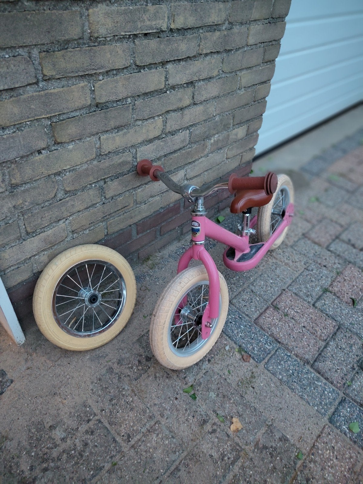 Trybike driewieler loopfiets roze met ombouwset., Ophalen, Nieuw, Minder dan 16 inch