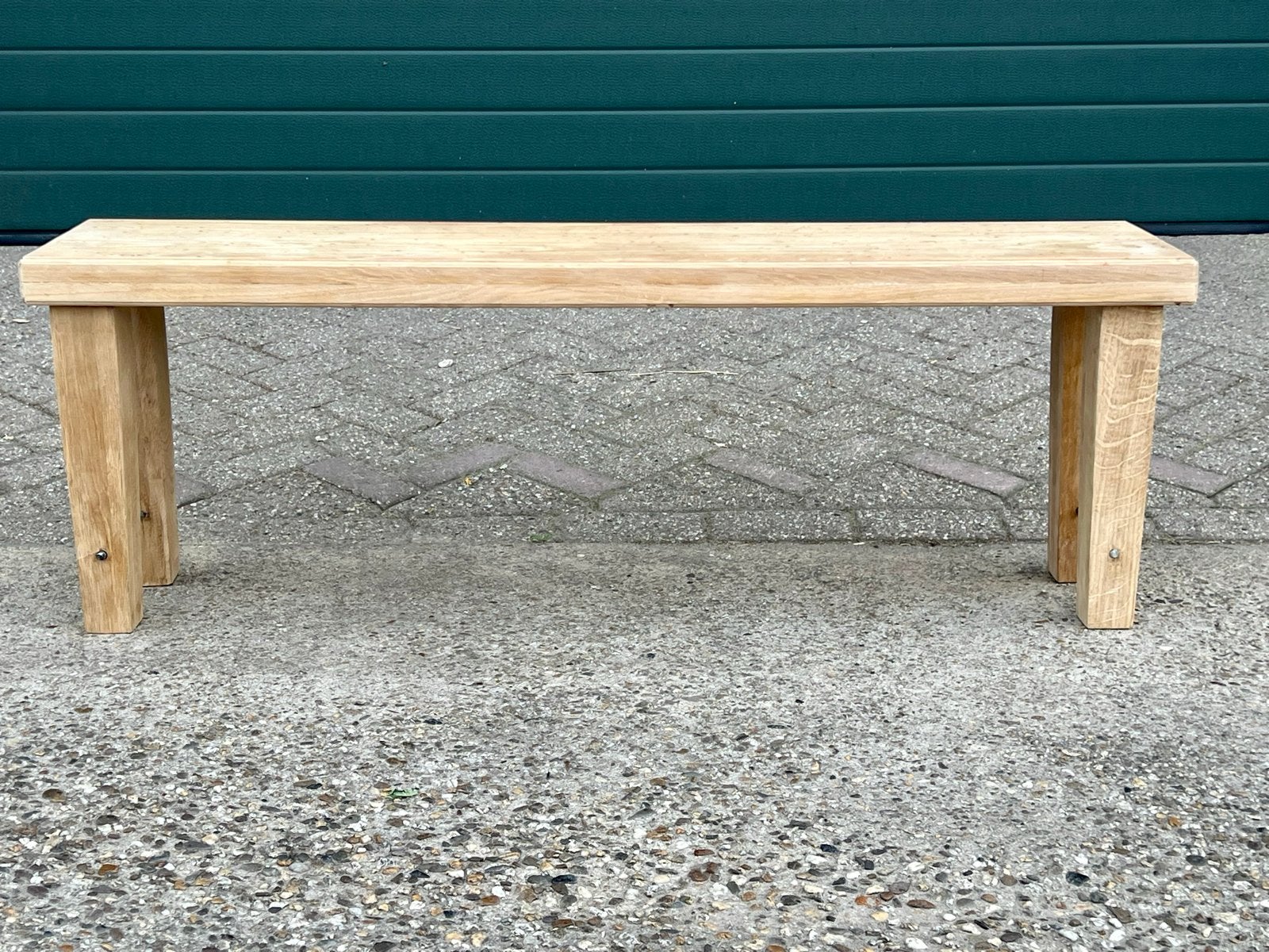 Massief blank eiken bankje van gerecycled eikenhout, Huis en Inrichting, Ophalen, Minder dan 75 cm, Rustiek strak landelijk, Minder dan 150 cm