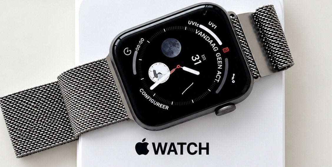 Apple Watch Series 5 met een Space Gray aluminium kast, Ophalen, Waterdicht, Gebruikt, IOS