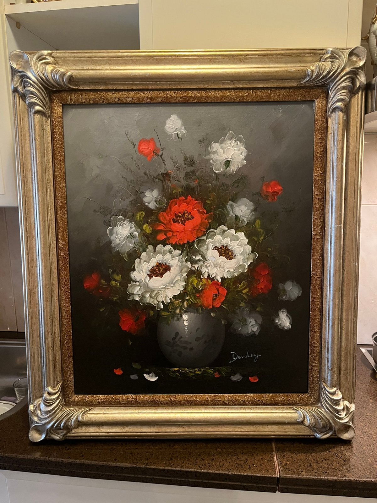 Prachtige groot olieverf bloemen schilderij, Ophalen