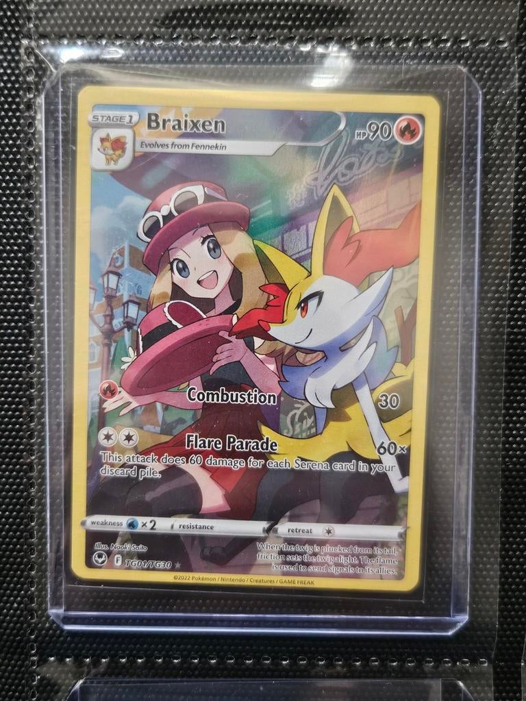Pokemon Braixen TG01/TG30 Silver Tempest, Ophalen of Verzenden, Zo goed als nieuw, Losse kaart, Foil