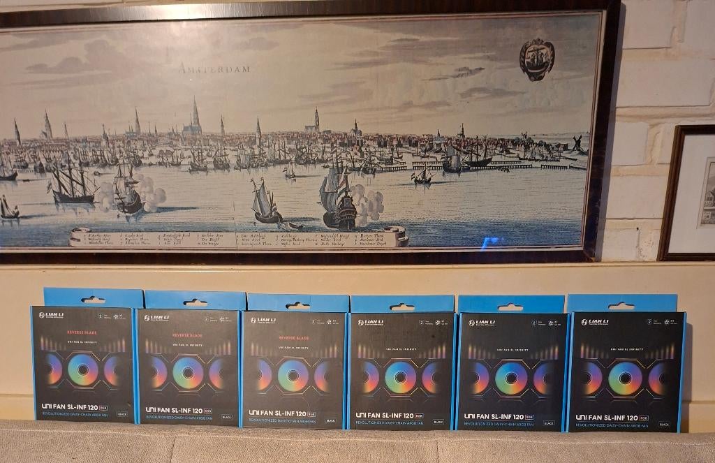 6x Lian Li Uni Fan SL-INF 120 RGB Single Pack Zwart, 120mm, Ophalen of Verzenden, Nieuw, Overige, 4 Ghz of meer