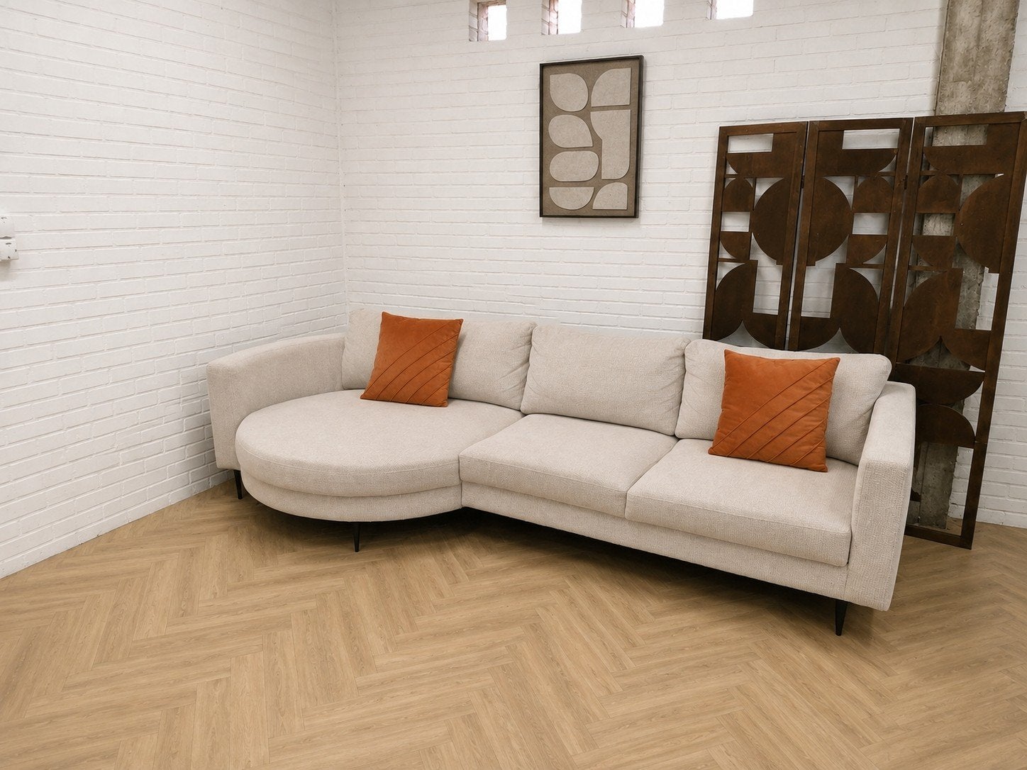 Hoekbank | Organic | Beige, 250 tot 300 cm, 125 tot 150 cm, Hoekbank, Ophalen of Verzenden