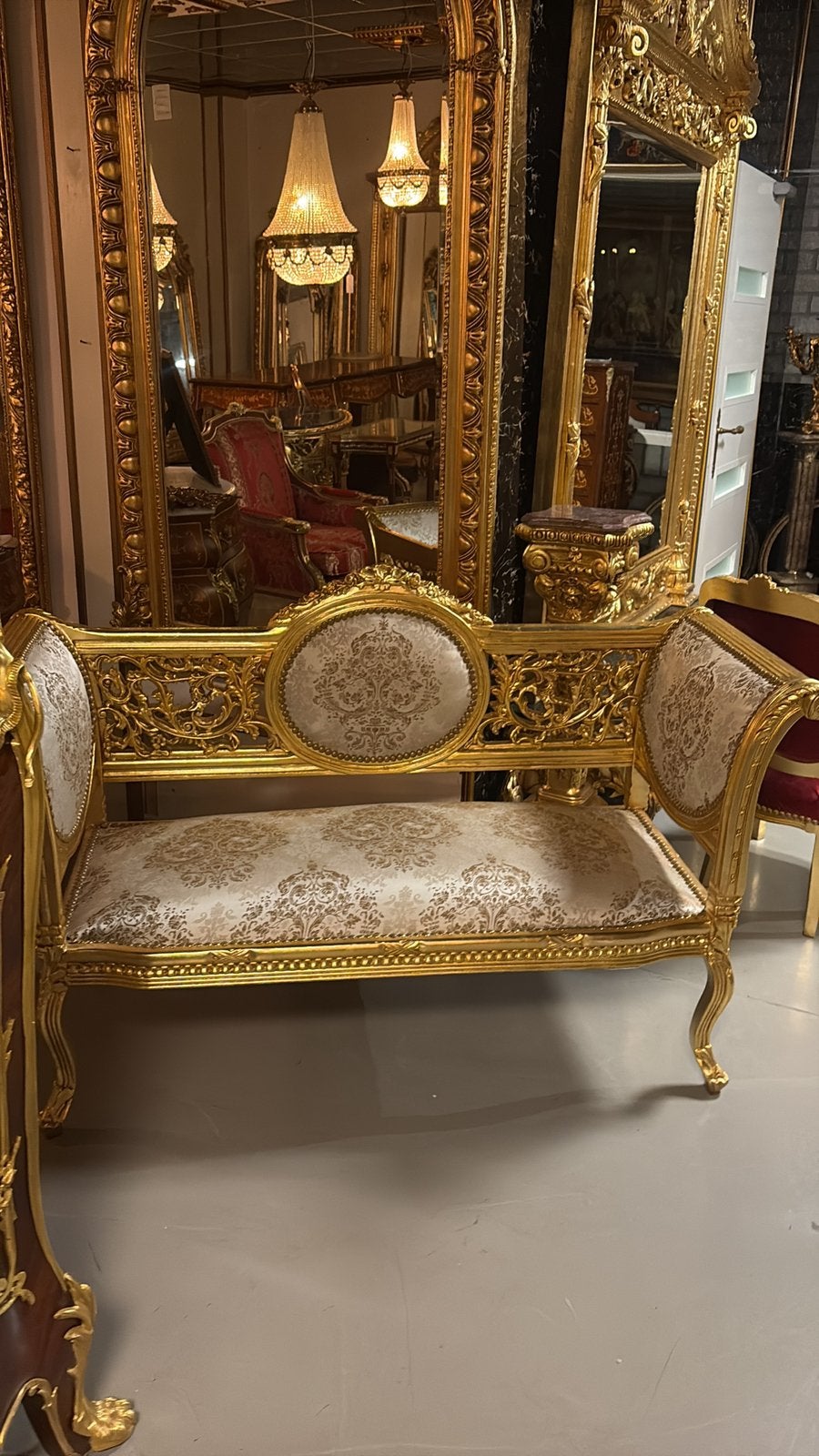 Barok love goud bankje, Antiek en Kunst, Ophalen of Verzenden