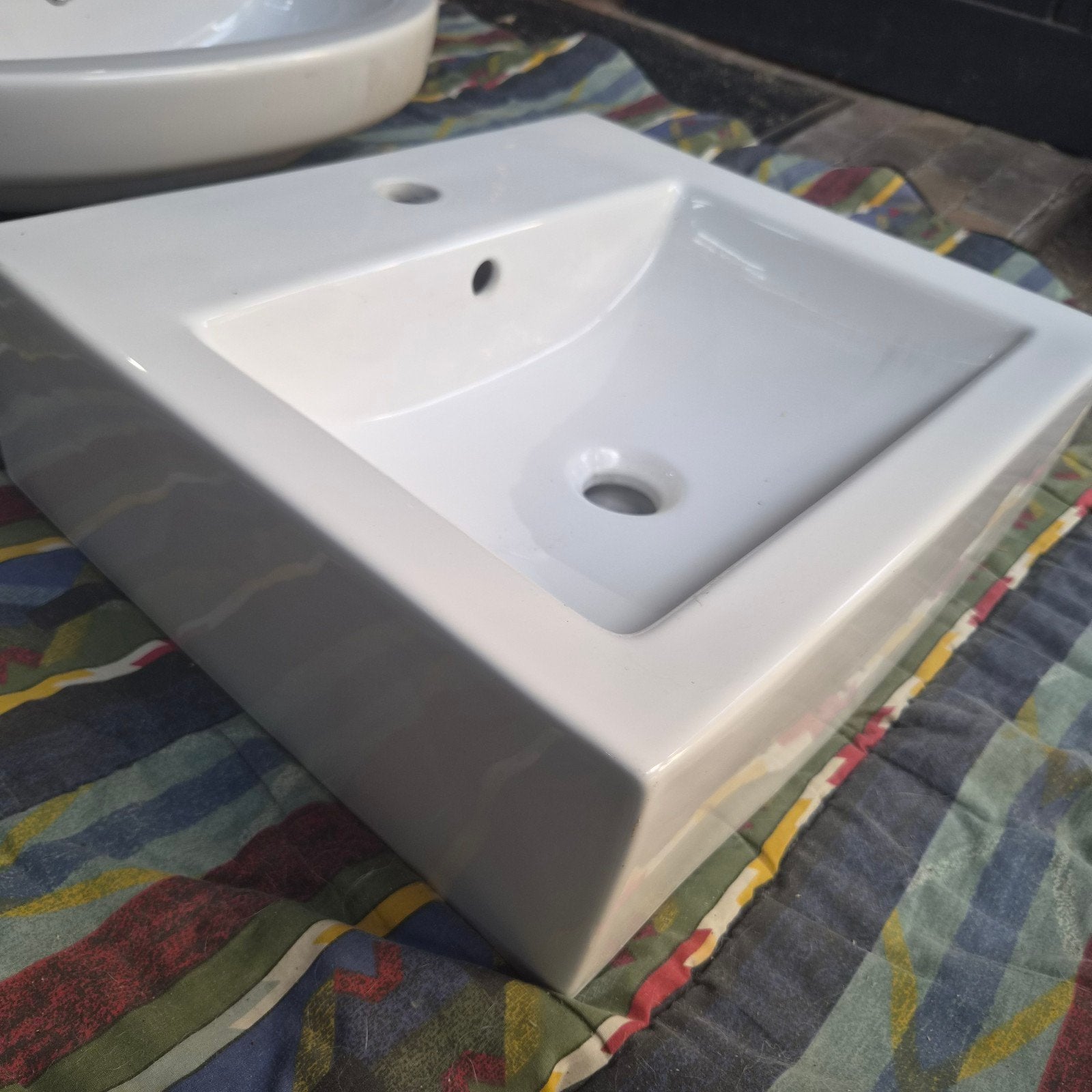 Witte vierkante wasbak 50x45x15,5cm, Ophalen