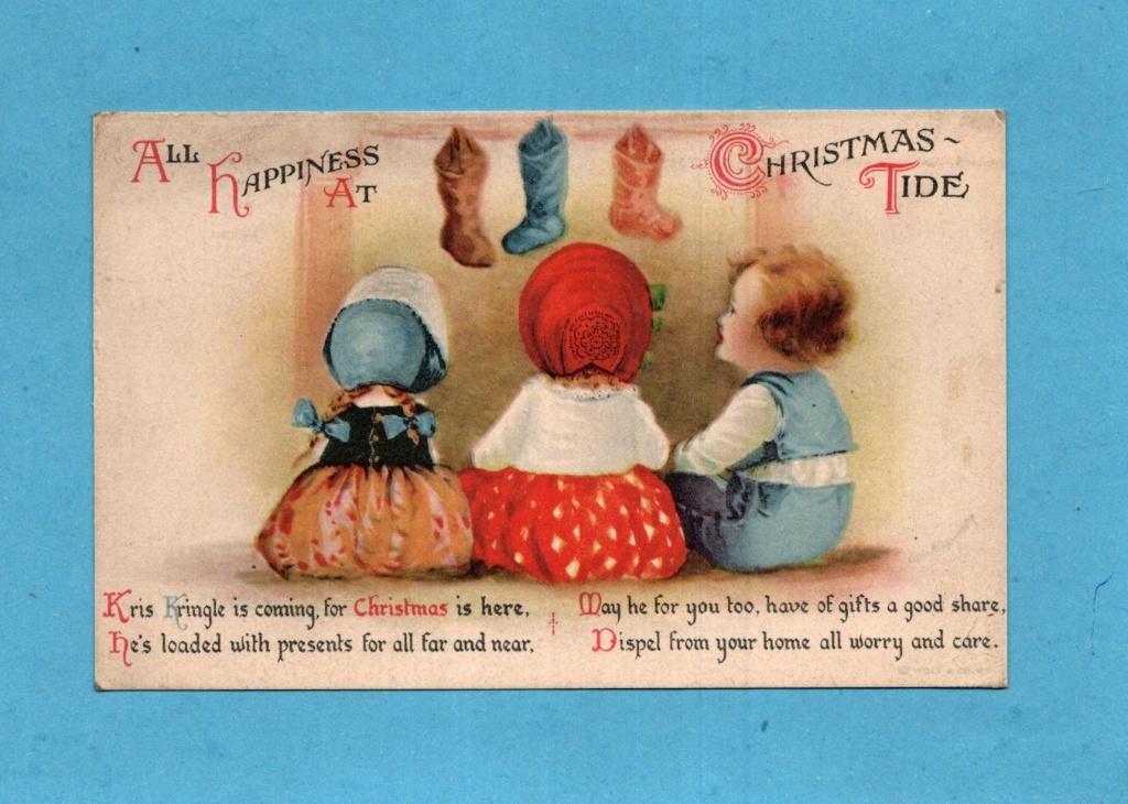 Pracht oude E.Clapsaddle's kerstkaart met kinderen - N961, Verzenden, Voor 1920, Gelopen, Kinderen