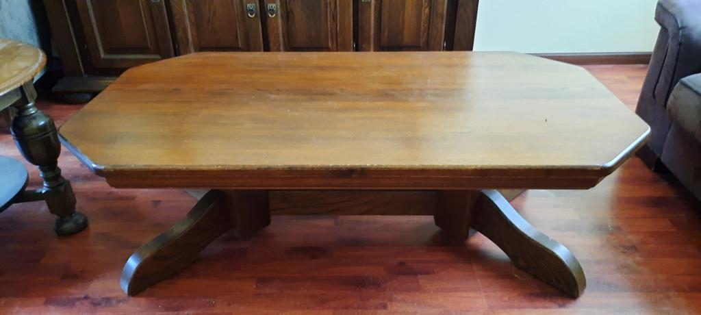 Stevige houten salontafel, Ophalen, Gebruikt, 100 tot 150 cm, Klassiek