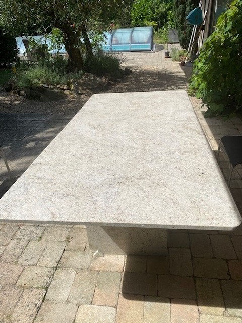 Granieten tuintafel 1.83 bij 0.90, Tuin en Terras, Ophalen, Gebruikt, Rechthoekig, Overige materialen