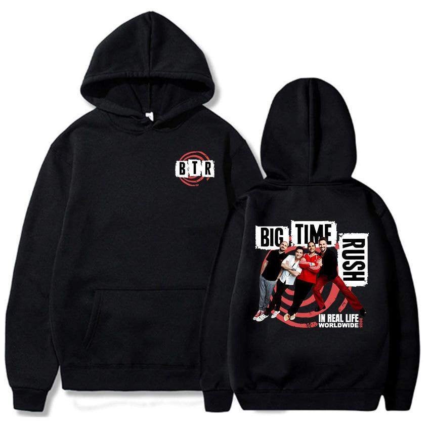 Big Time Rush Hoodie - Zwart met BTR logo en bandfoto, Maat 52/54 (L), Big Time Rush, Verzenden, Zwart
