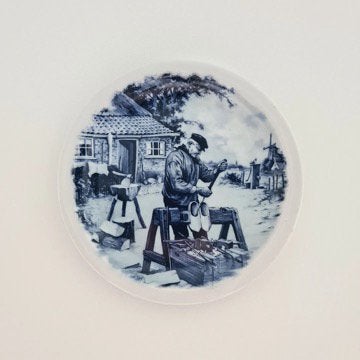 Wandjebordje vintage antiek wit met blauw delfsblauw, Ophalen of Verzenden
