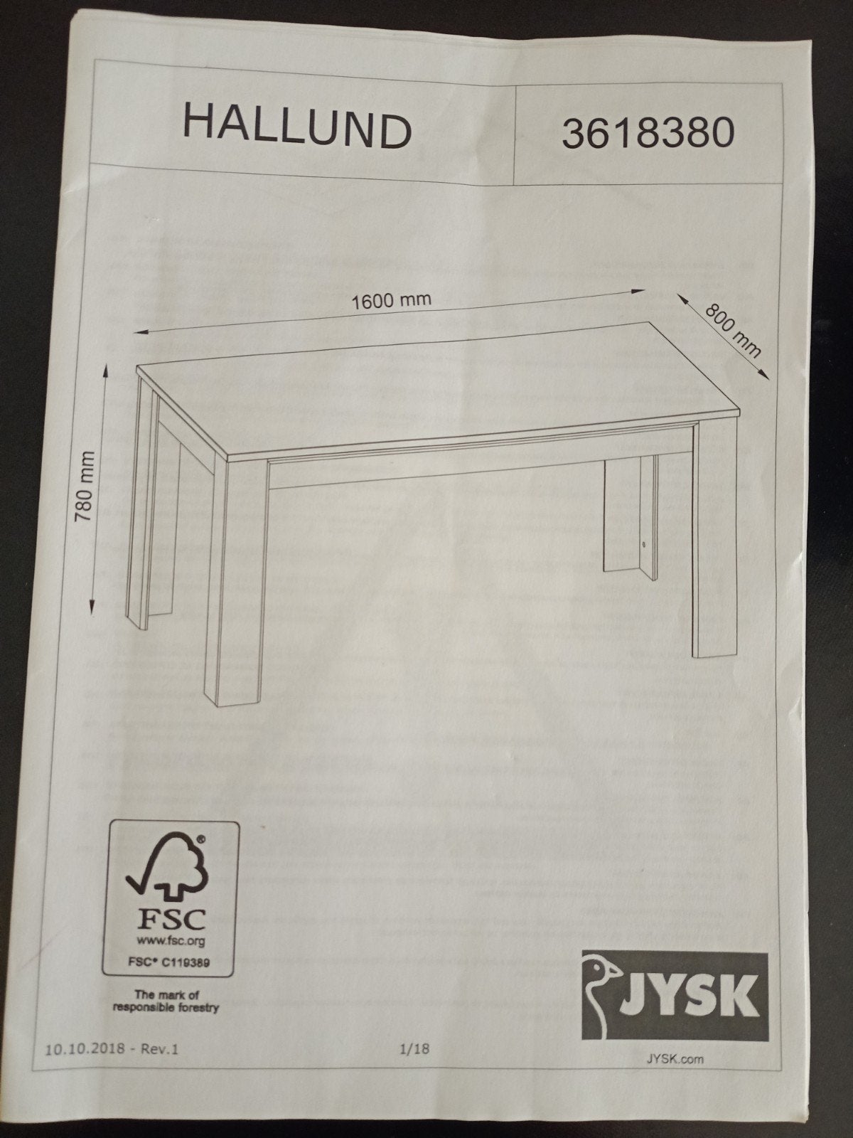Jysk Hallund tafel, Ophalen