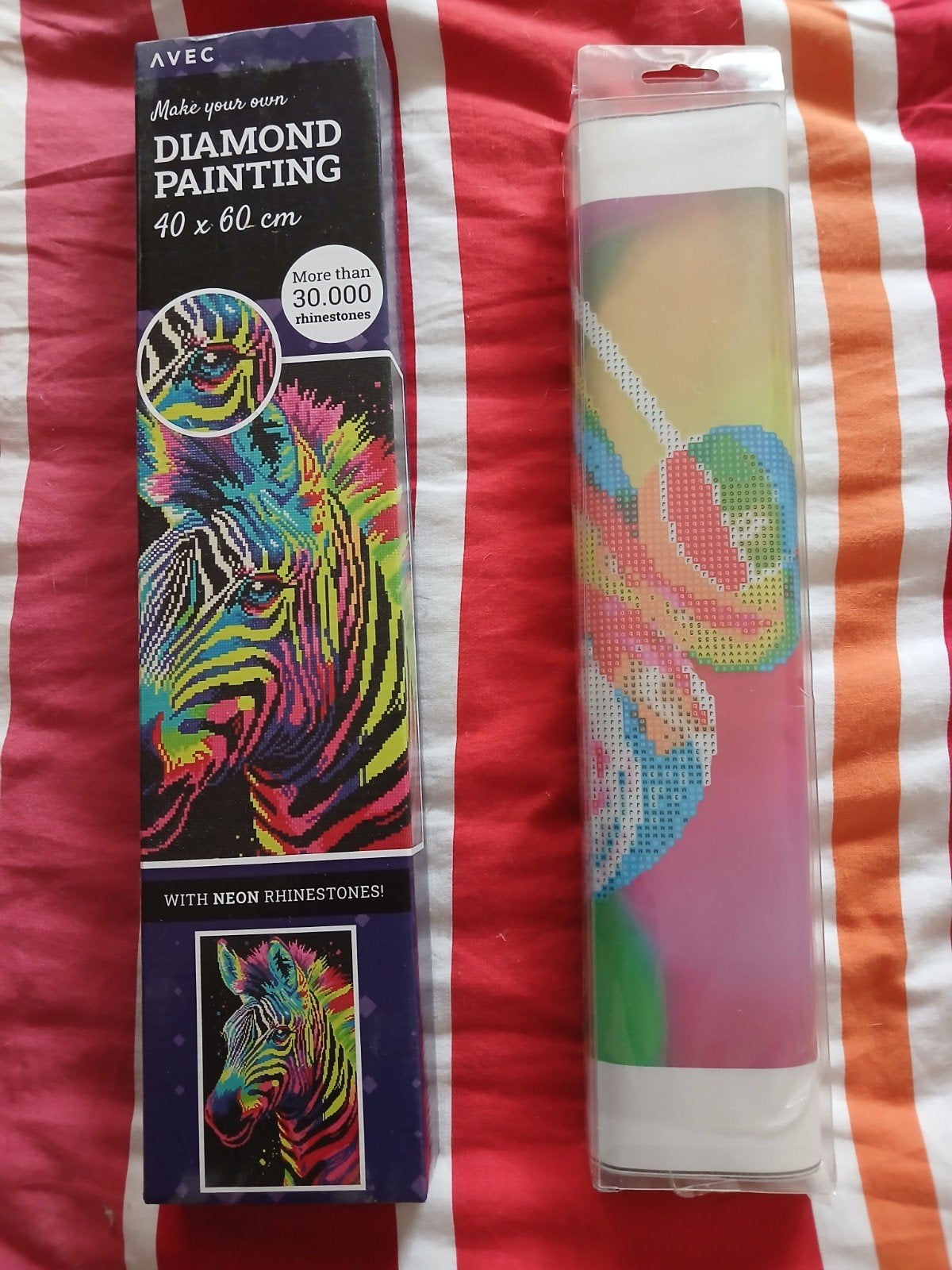Diamond Painting Zebra Neon Rhinestones 40x60 cm, Nieuw, Meerkleurig, Ophalen of Verzenden, Overige merken