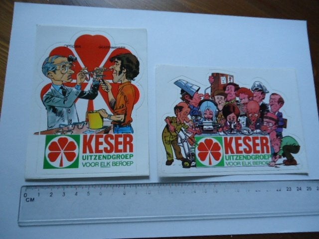 sticker oud Jan Steeman strip Keser beroep opticien lassen, Verzenden, Zo goed als nieuw, Bedrijf of Vereniging