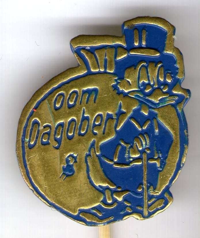 Oom Dagobert blauw op koper stripfiguurtje speldje ( R_093), Ophalen of Verzenden, Nieuw, Figuurtje, Speldje of Pin