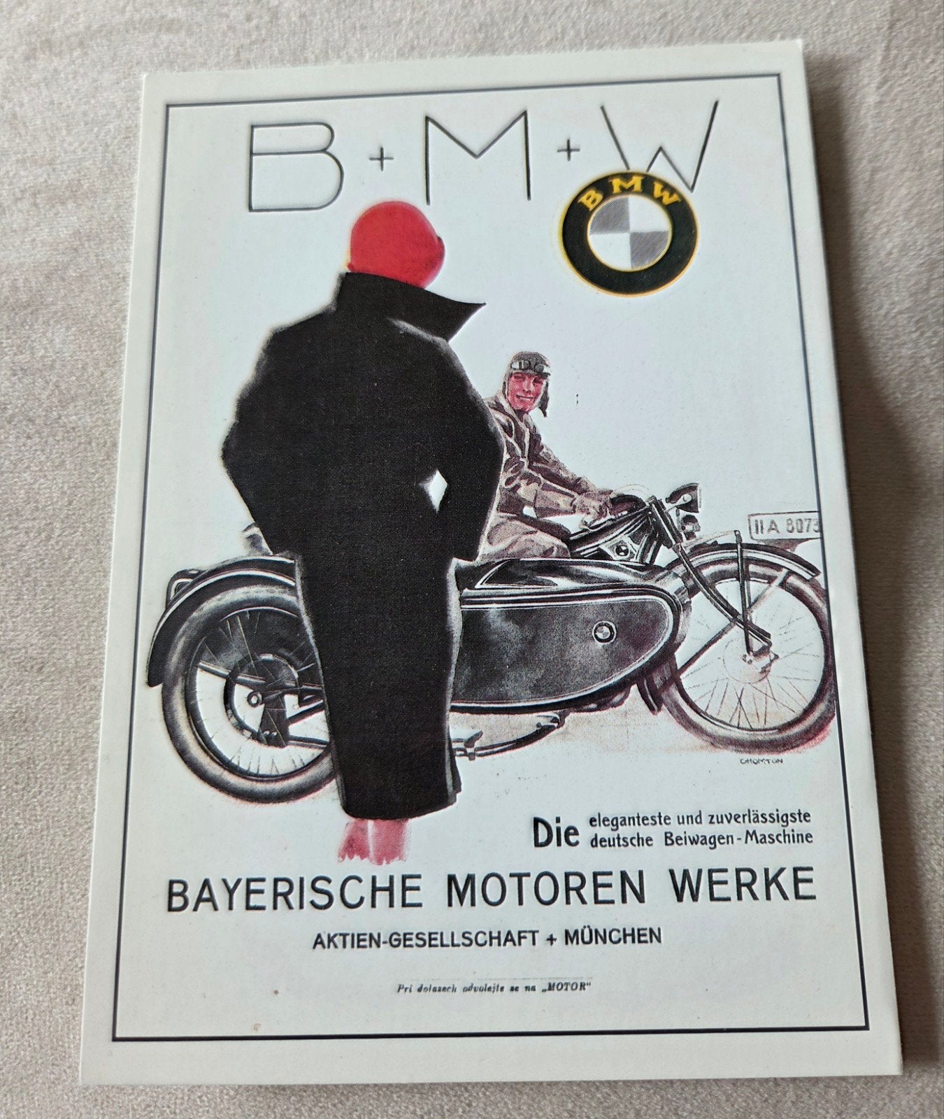 Vintage BMW Motorfiets Reclame Ansichtkaart, Verzamelen, Verzenden, Ongelopen, Voertuig