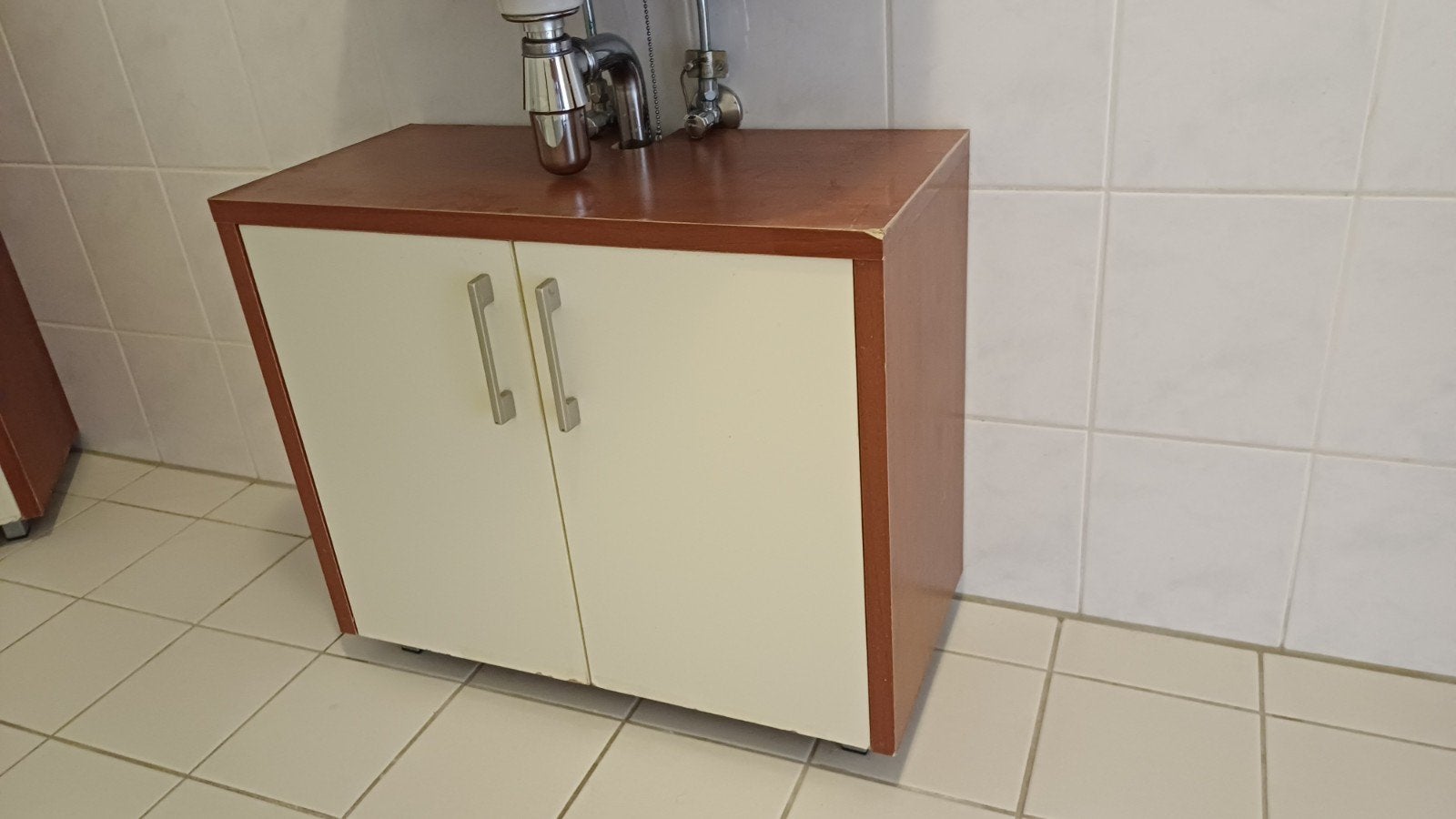 3 badkamermeubels: hoge kast, ladekast en wastafelkast, Ophalen, (Half)hoge kast, Gebruikt, 50 tot 100 cm