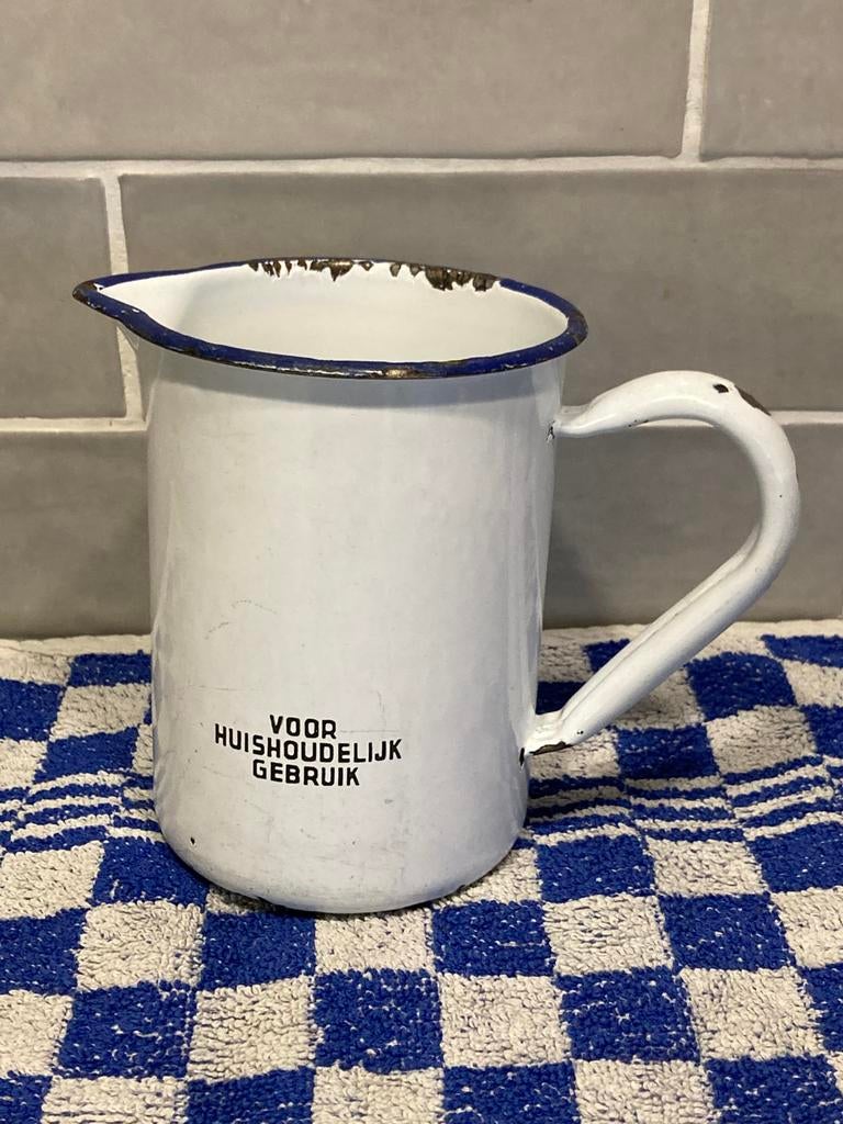 Vintage emaille maatbeker 1/2 liter (180324), Ophalen of Verzenden