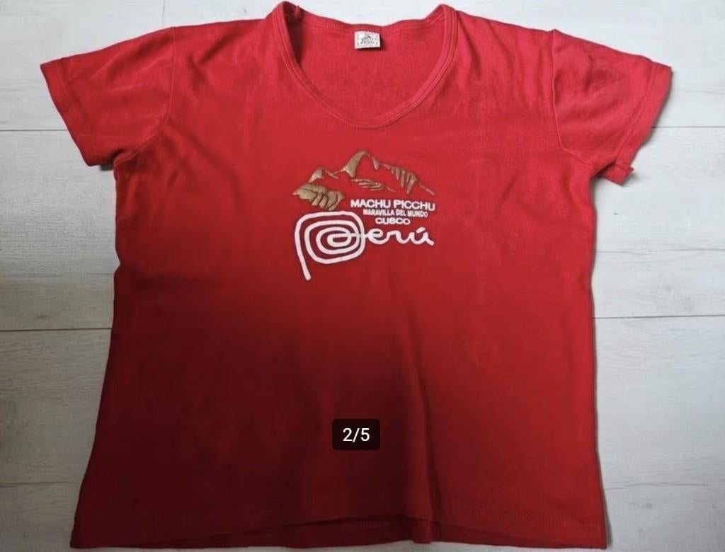 Rode t-shirt uit Peru Machu Picchu maat M, Maat 38/40 (M), Verzenden, Korte mouw, Gedragen