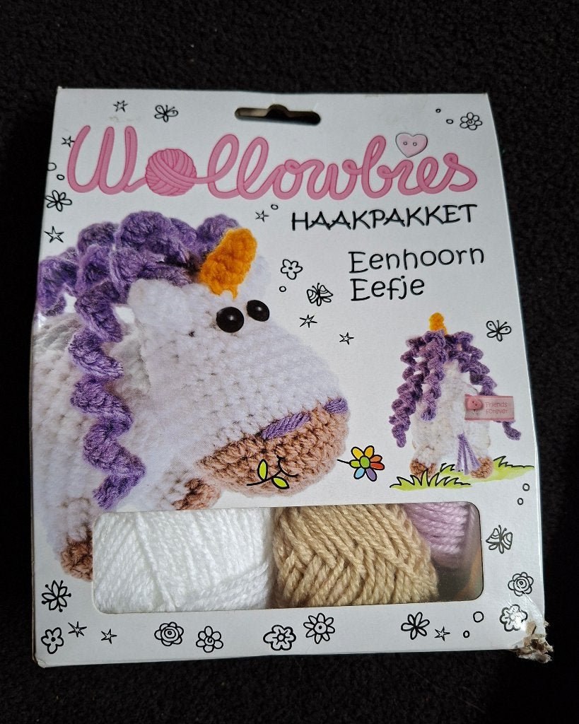 haakpakket: eenhoorn Eefje Wollowbies, Ophalen of Verzenden, Nieuw, Haken, Patroon of Boek