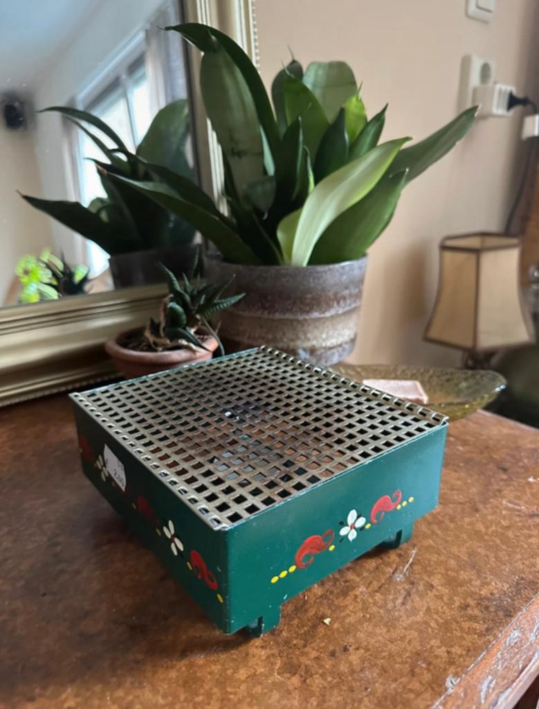 Vintage warmhoudplaat - vierkant model - groen, Antiek en Kunst, Ophalen of Verzenden
