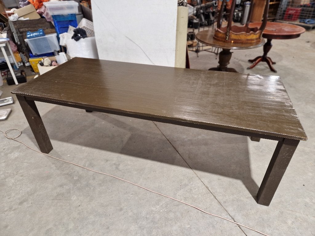 Prachtige massieve houten stamtafel eettafel 101x241cm, Ophalen
