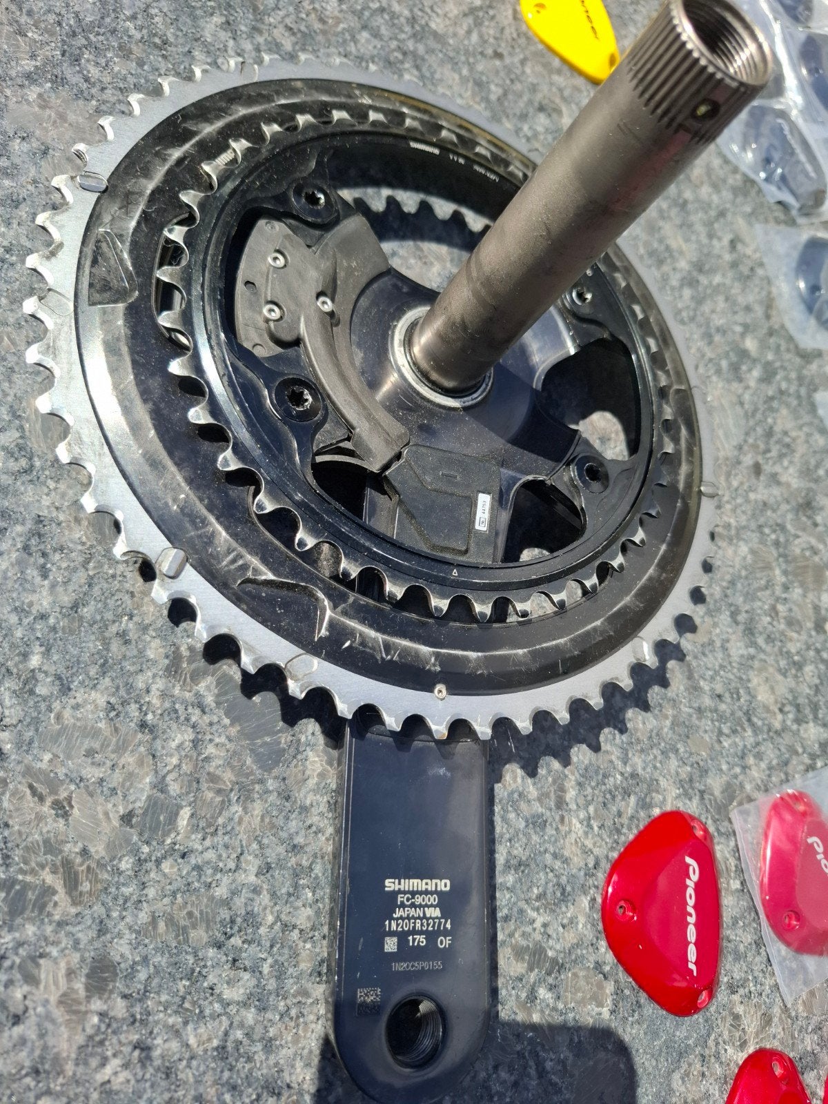 Shimano Dura-Ace 9000 175mm Pioneer Powermeter incl. bladen!, Fietsen en Brommers, Fietsonderdelen, Crankstel of Pedalen, Gebruikt