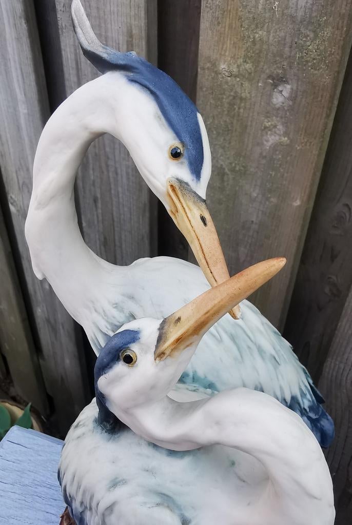Vintage beeld reigers +-38cm hoog mooi gedetailleerd Miekje, Ophalen, Zo goed als nieuw, Hond of Kat, Beeldje of Figuurtje