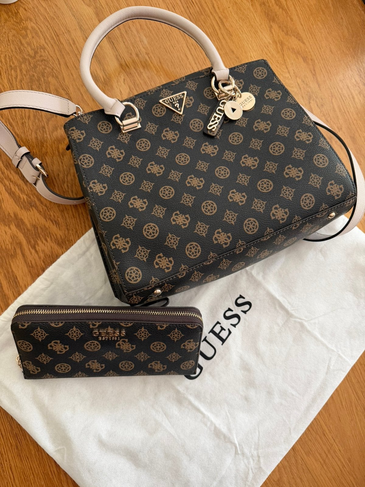 Guess tas + portemonnee, Sieraden, Tassen en Uiterlijk, Tassen | Damestassen, Ophalen of Verzenden, Zo goed als nieuw, Zwart, Handtas