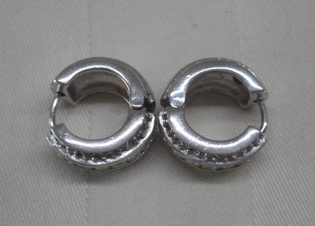 Prachtige zilveren Zinzi klapcreolen met stenen nr.1359, Hangers, Verzenden, Zo goed als nieuw, Zilver