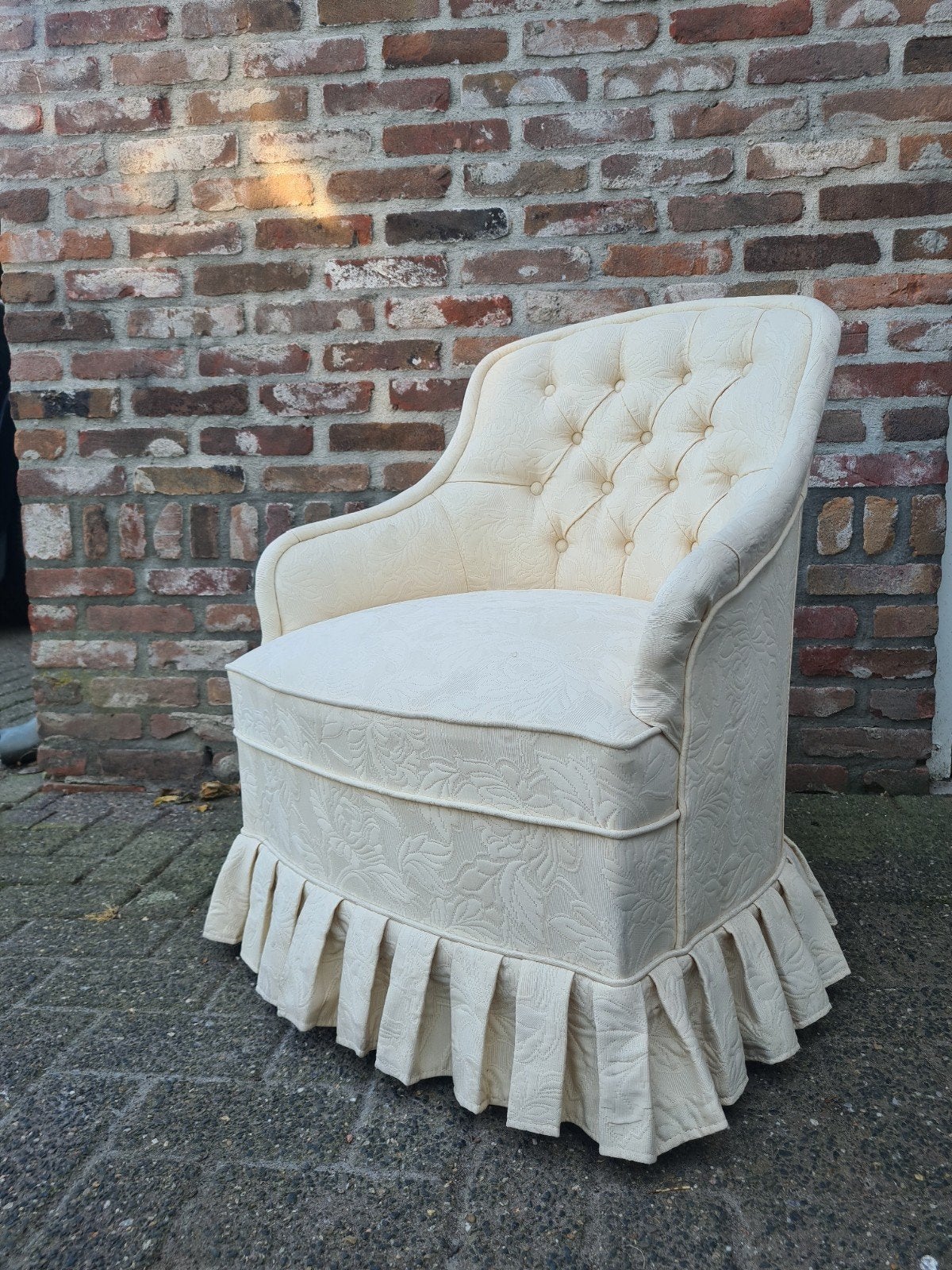 Vintage Beige Stoel - Comfortabel en Stijlvol, Antiek en Kunst, Ophalen