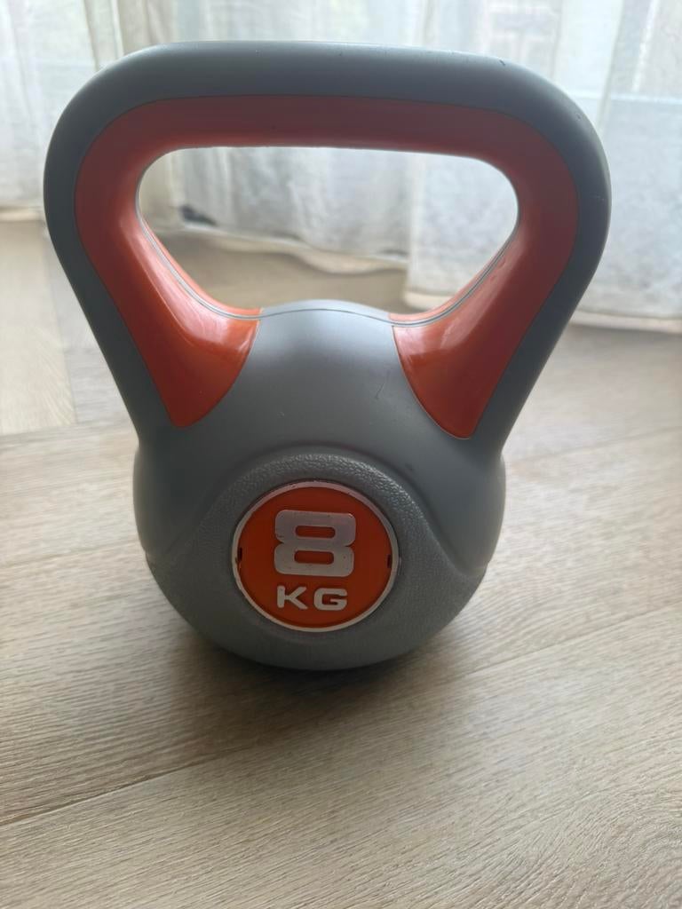 Kettlebell 8 kg Grijs/Oranje, Sport en Fitness, Ophalen, Zo goed als nieuw, Kettlebell