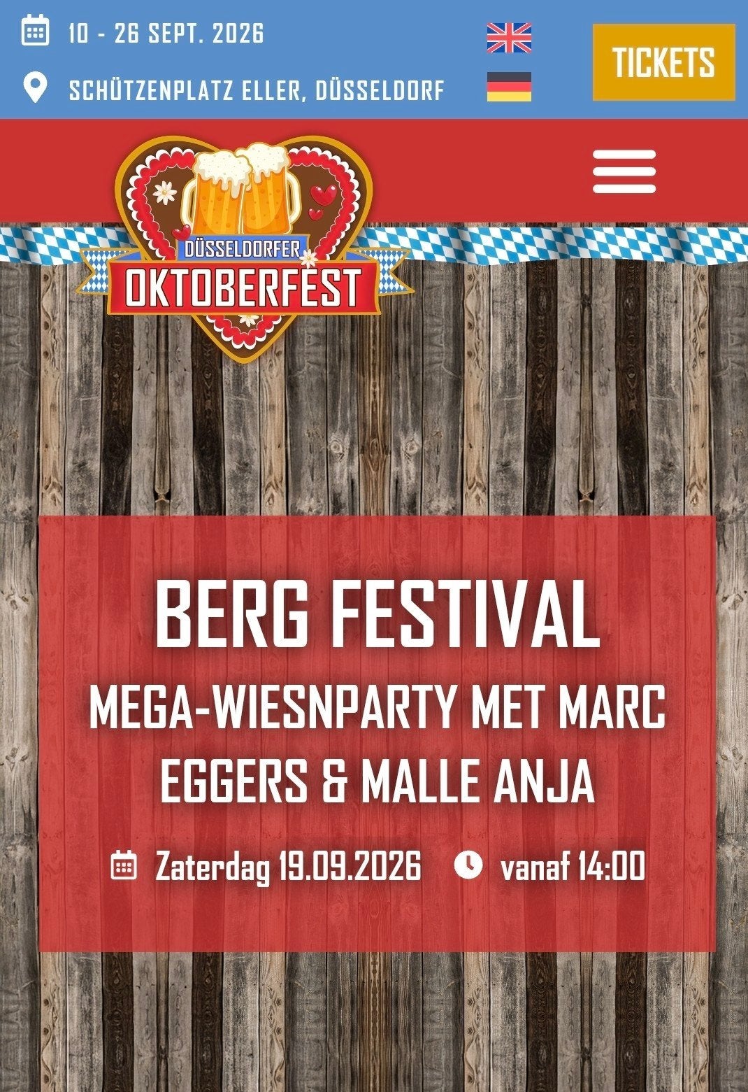 12 kaarten (3 halve tafels) oktoberfest Düsseldorf 19-09, Tickets en Kaartjes, Drie personen of meer