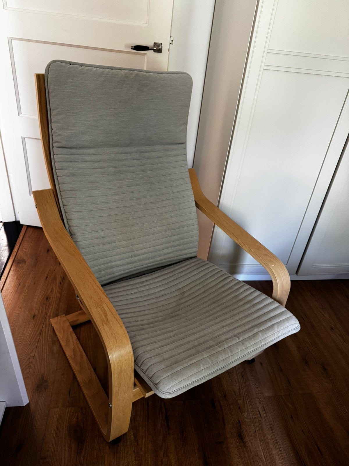 IKEA Poang eiken icm Knisa lichtbeige, Ophalen of Verzenden, Zo goed als nieuw, Overige kleuren, Eén