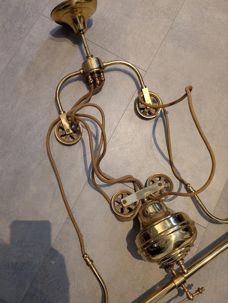 Vintage bibliotheek lamp met katrol, Ophalen