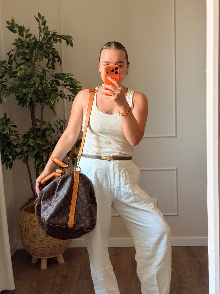 Louis Vuitton Keepall 55 Bandouliere - 1284, 40 tot 60 cm, 30 cm of meer, Gebruikt, Bruin