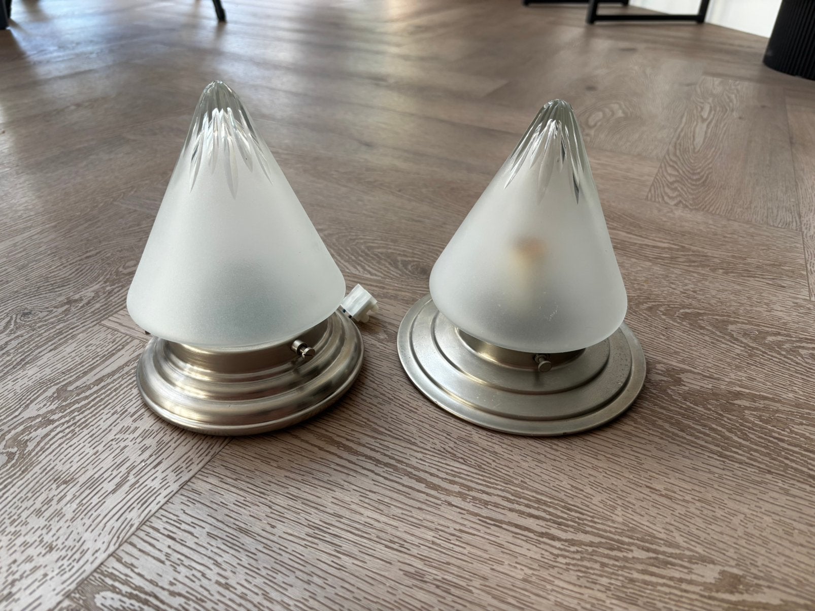 2 Vintage plafond lampen, Ophalen, Gebruikt, Vintage, E27 (groot)