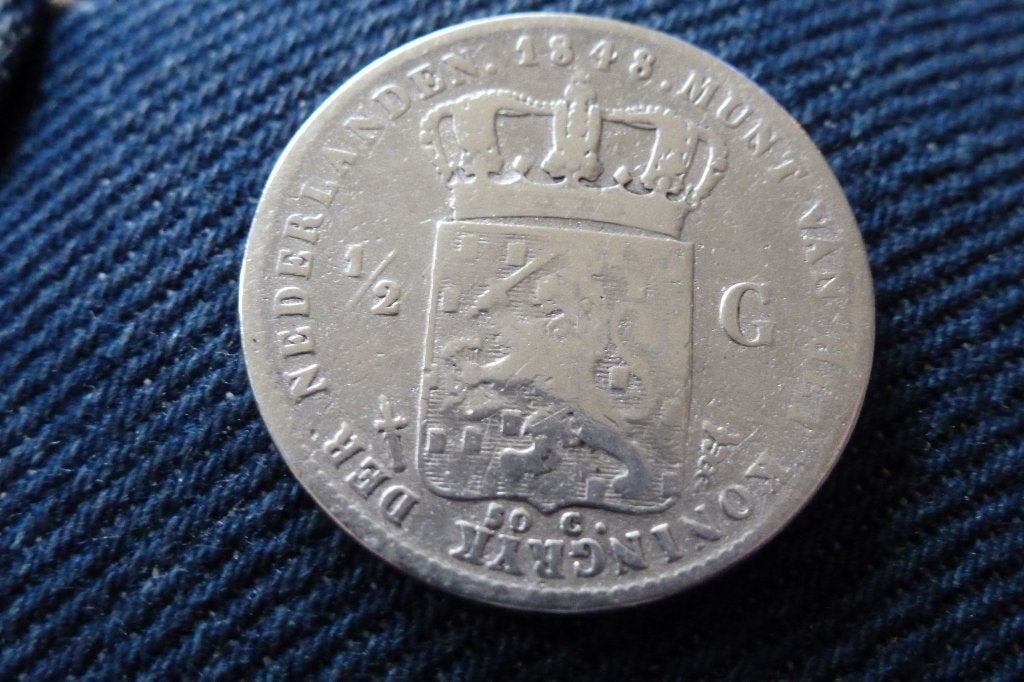 Willem 2 - oude 1/2 gulden zilver 1848 fr+ (n 9, Zilver, Losse munt, Koning Willem II, Overige waardes