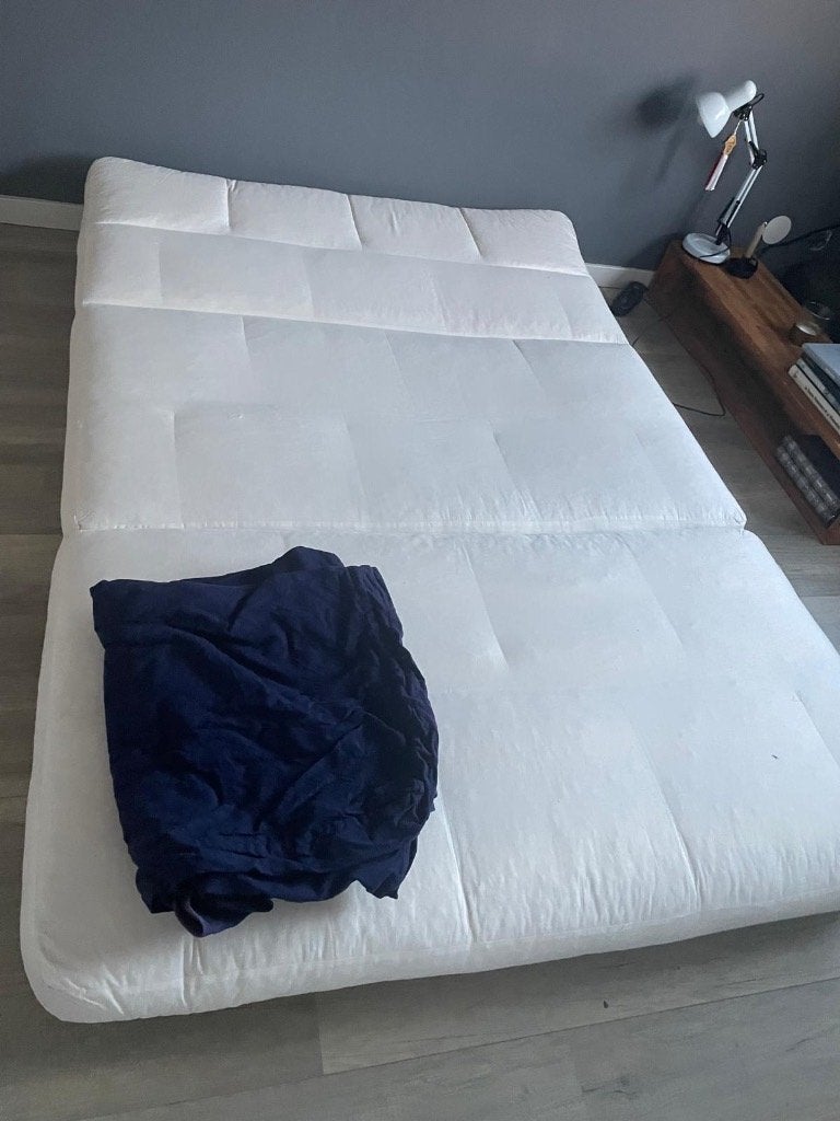 Futon slaapbank met hoes, Ophalen, Gebruikt, Tweepersoons, 140 cm