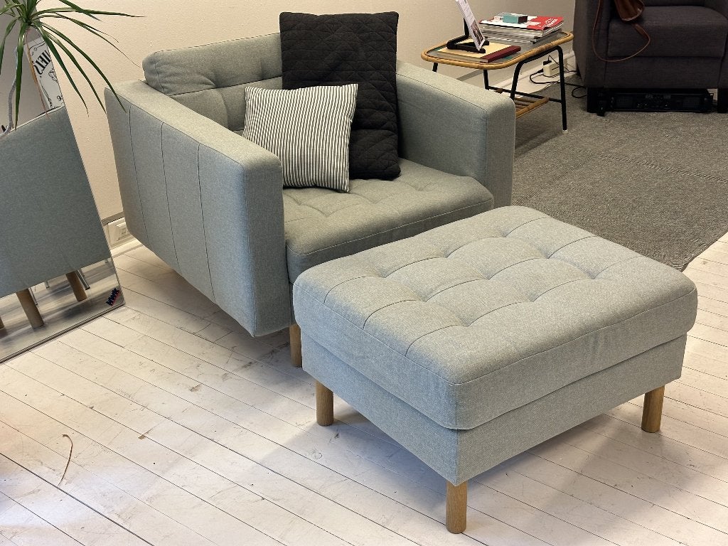 IKEA - LANDSKRONA Fauteuil met Voetenbank, Huis en Inrichting, Ophalen, Zo goed als nieuw, Stof