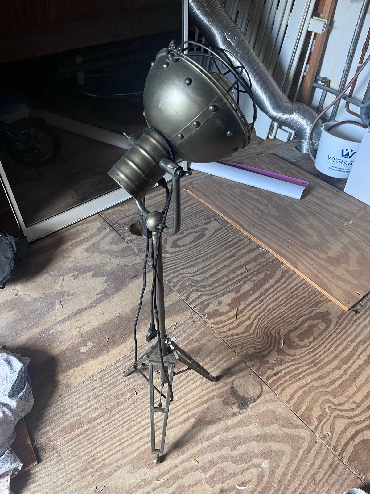 2 Industriële Vloerlampen met Statief - Vintage Stijl, Ophalen, Gebruikt, 100 tot 150 cm, E27 (groot)