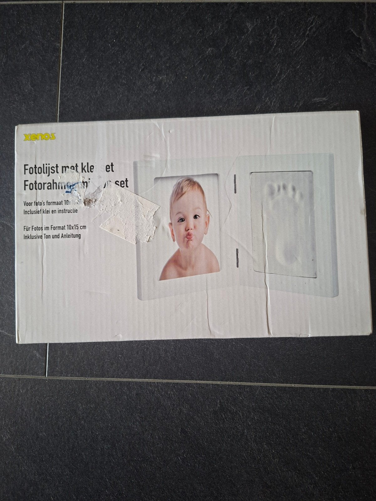 Xenos Fotolijst met klei voor baby hand/voetafdruk, Ophalen