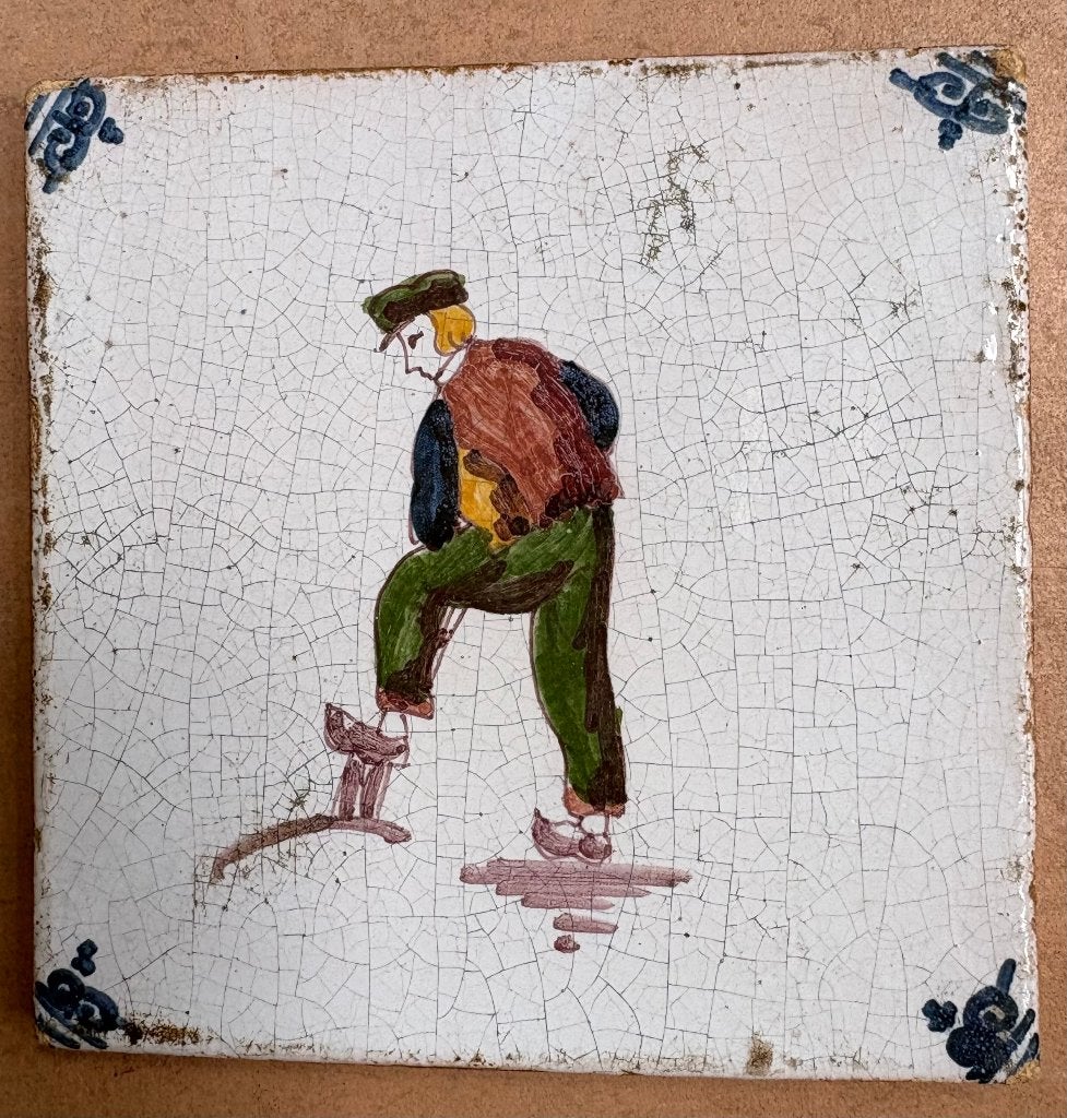 Mooie polychrome tegel, Antiek en Kunst, Ophalen of Verzenden