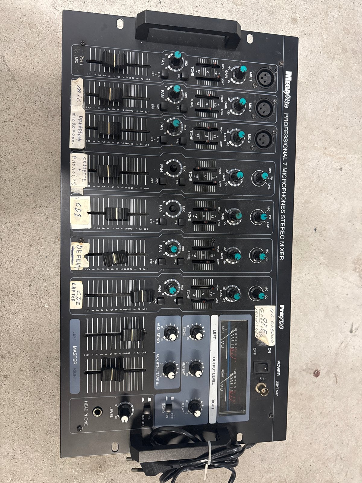MeeD PRO700 Professionele 7-kanaals Stereo Mixer, Muziek en Instrumenten, Ophalen of Verzenden, Gebruikt, 5 tot 10 kanalen, Microfooningang