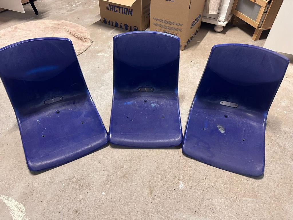 Feyenoord stadionstoeltjes vak S - Unieke verzamelobjecten, Kunststof, Gebruikt, Drie, Blauw