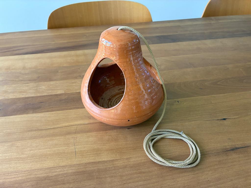 vintage planthanger keramiek roestoranje, Tuin en Terras, Bloempotten, Rond, Ophalen of Verzenden, Zo goed als nieuw, Balkon