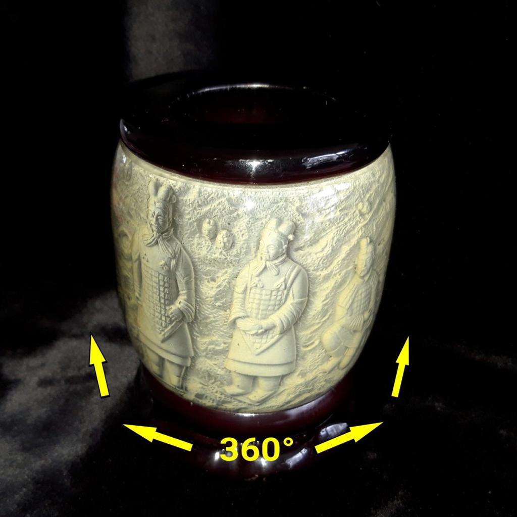Chinese penselenbak, draaibaar met 3D reliëf, Ophalen of Verzenden